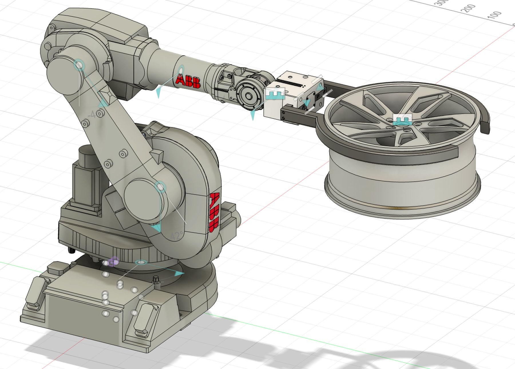 ABB robot with wheel gripper