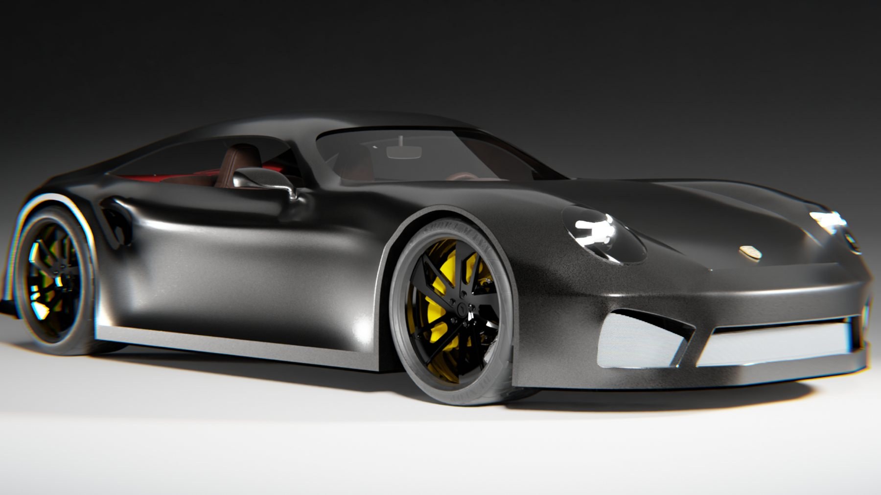 Front three-quarter Blender render of the Porsche GT concept