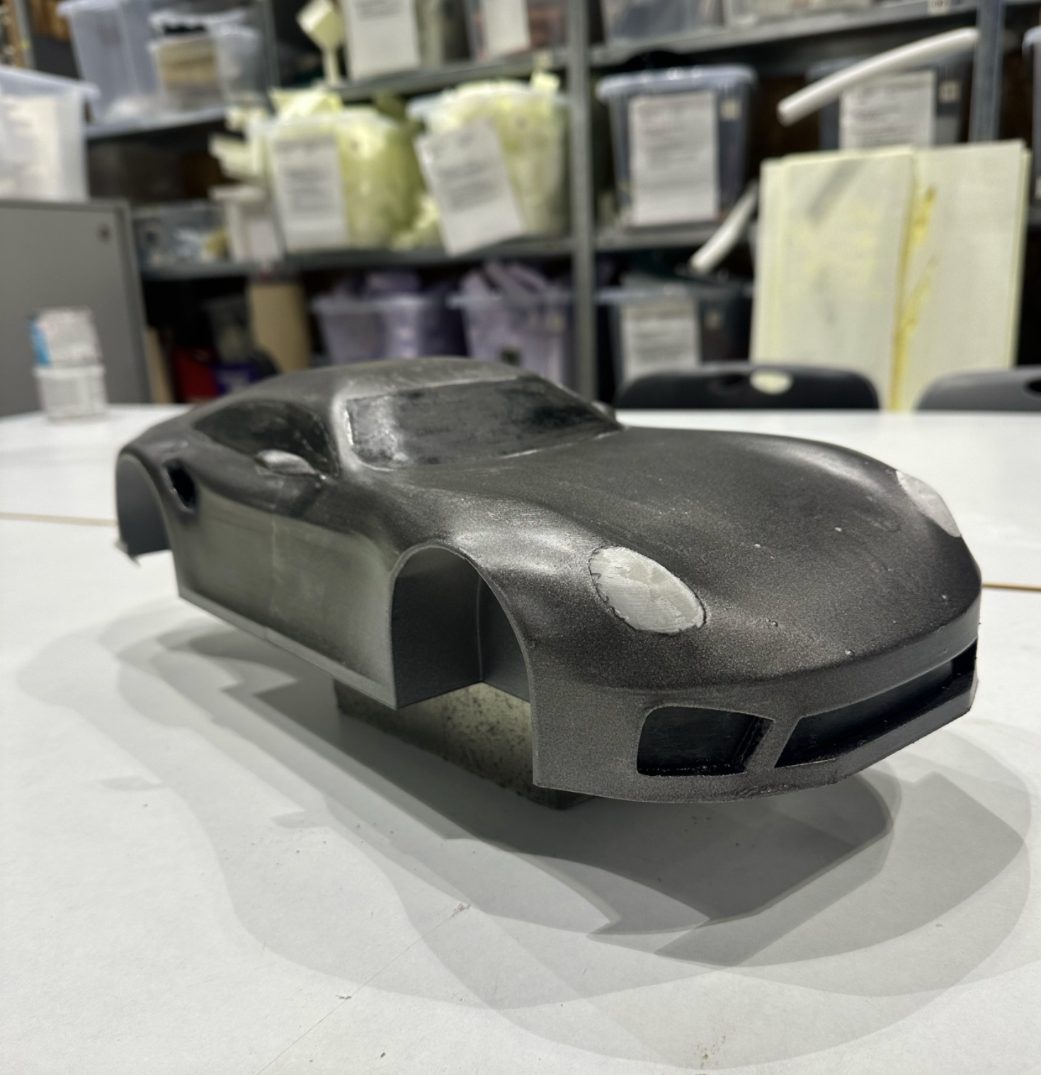 Porsche GT body after sanding and paint preparation