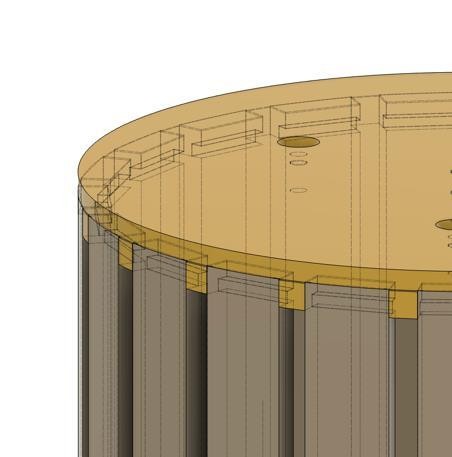 CAD detail showing the top locking mechanism for the lamp ribs