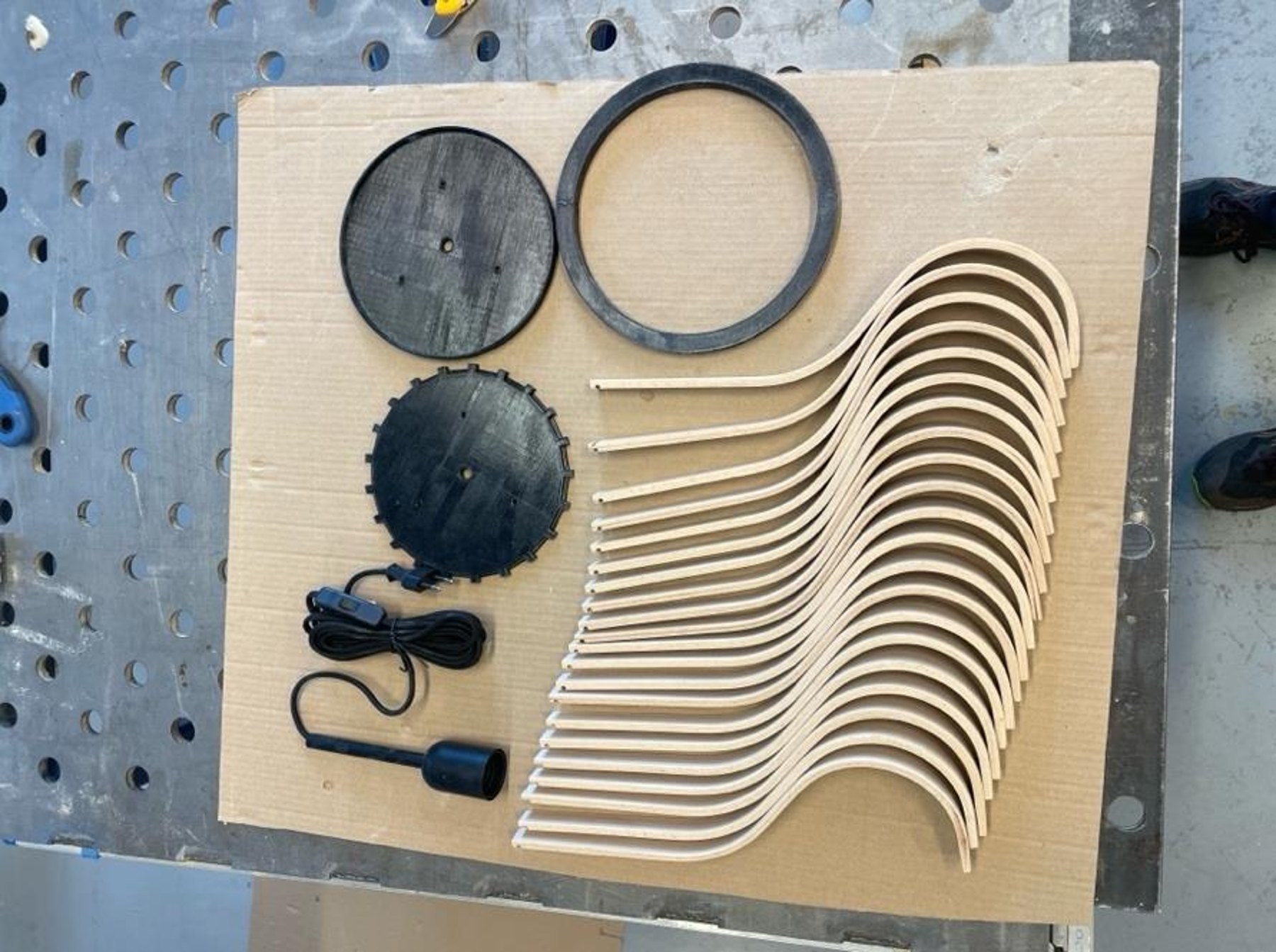 Lamp parts before assembly